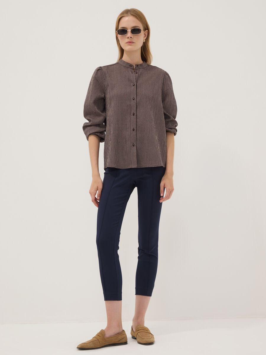 Blue slim-fit stretch viscose leggings_0