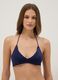 Blue triangle bikini top in stretch fabric_0