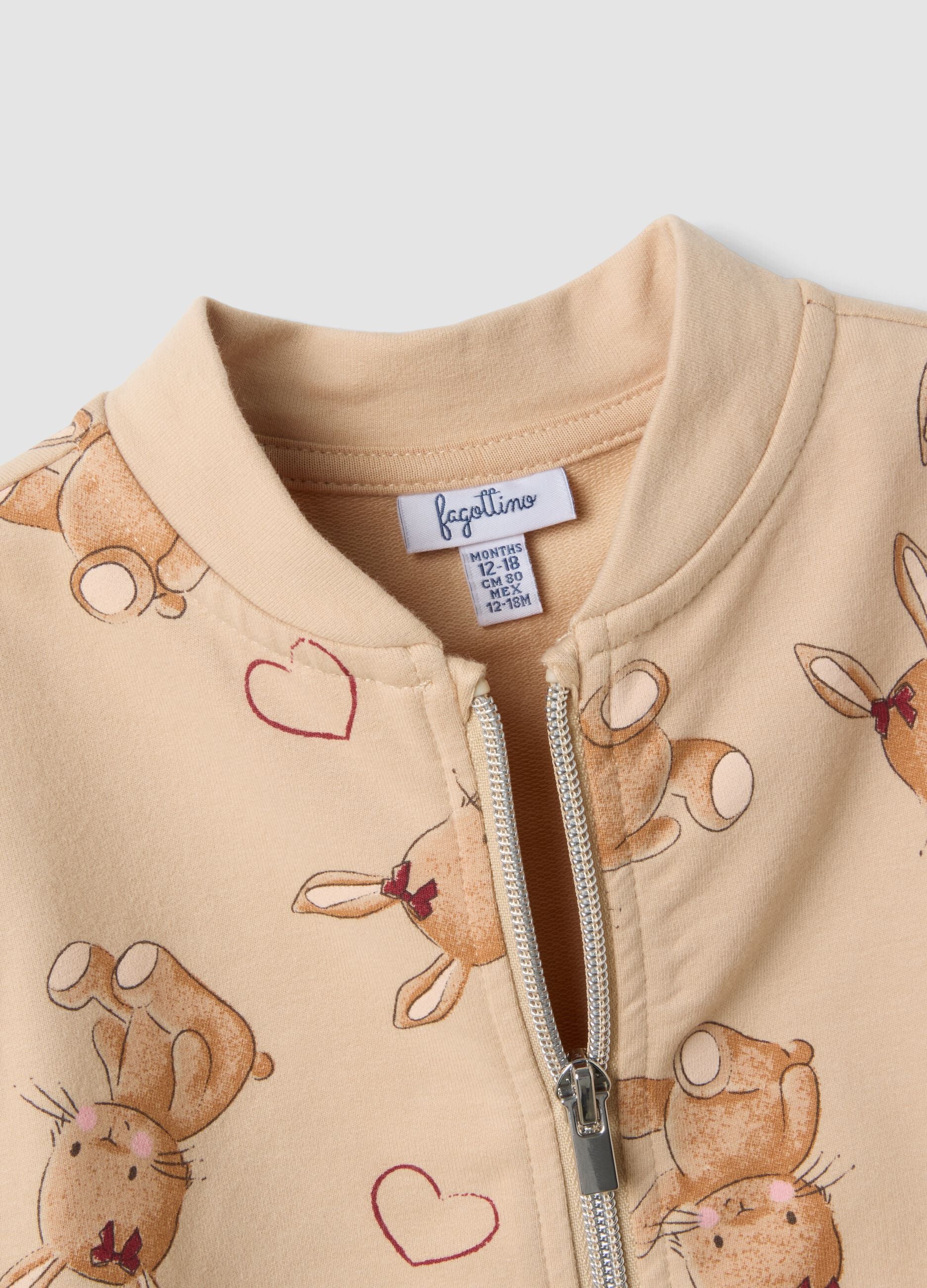 Light brown stretch cotton set with cute animal print