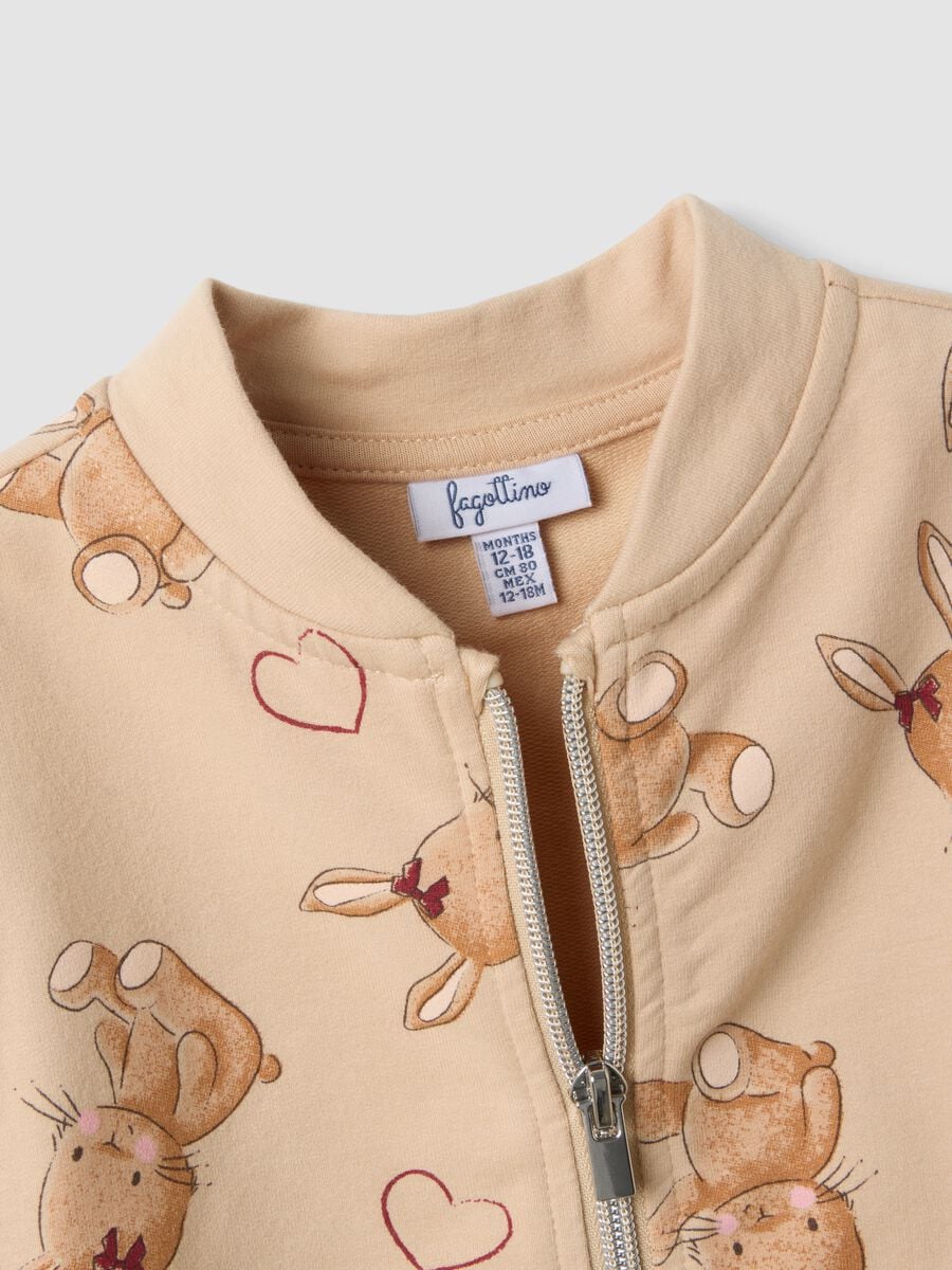 Light brown stretch cotton set with cute animal print_3