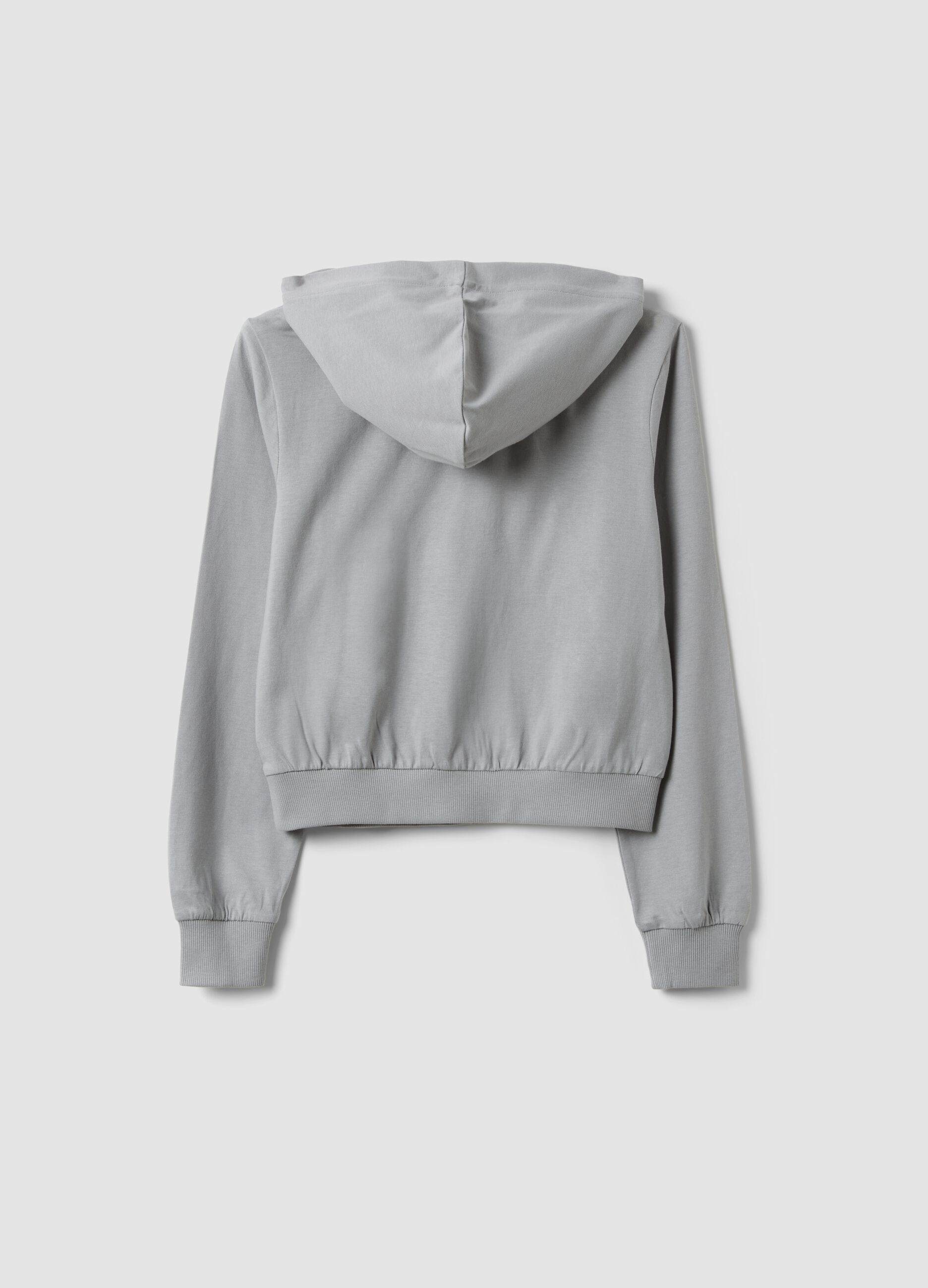 Grey pure cotton hoodie with Lilo & Stitch print for girls