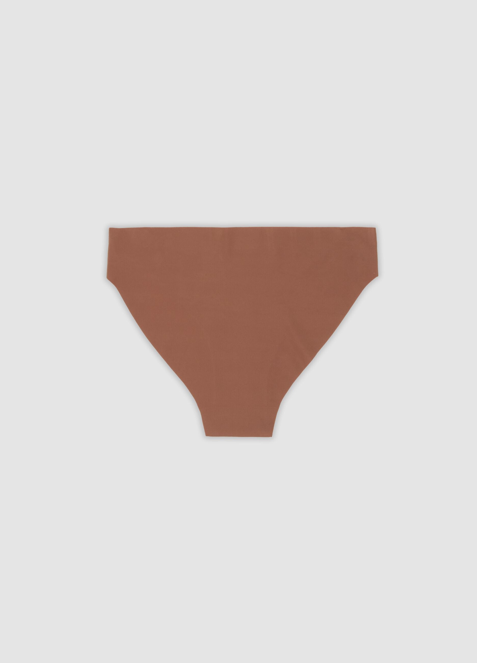Brown stretch microfibre briefs with regular waist