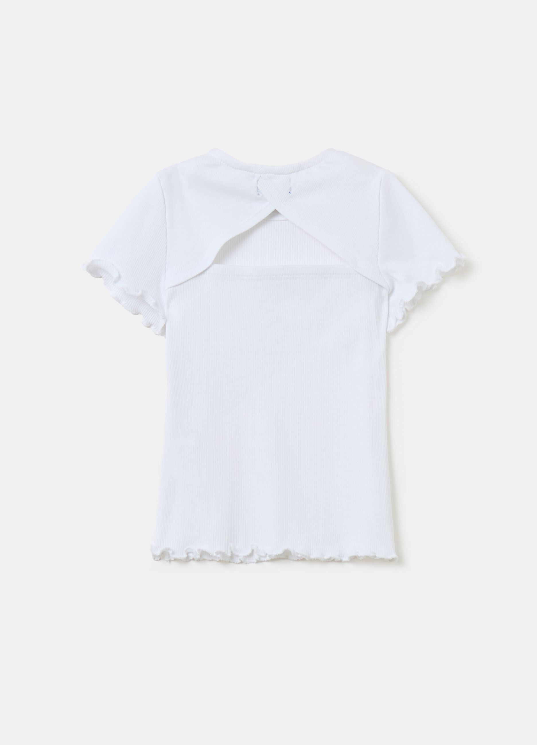 Ribbed T-shirt with opening