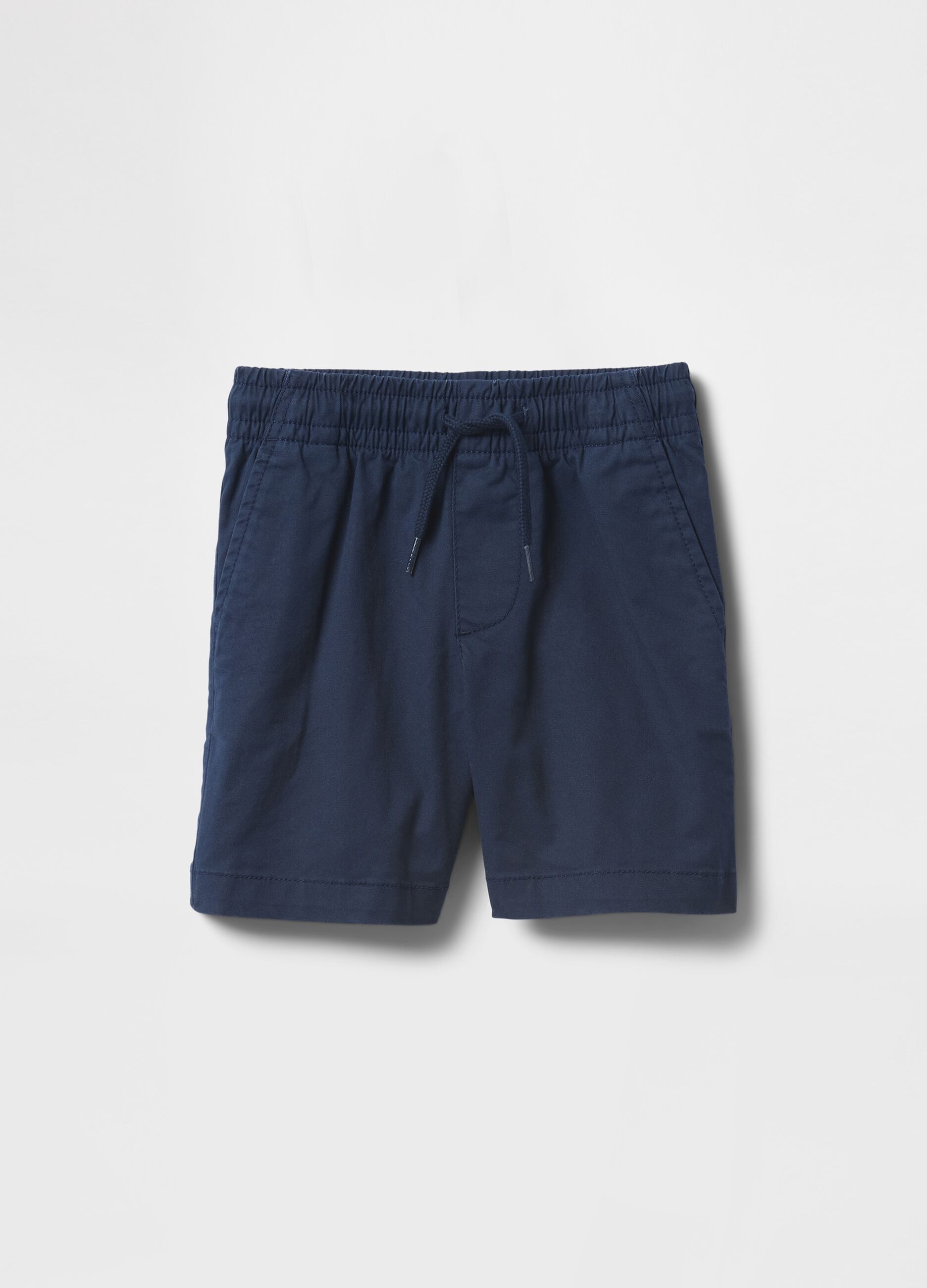 Stretch cotton Bermuda shorts with drawstring