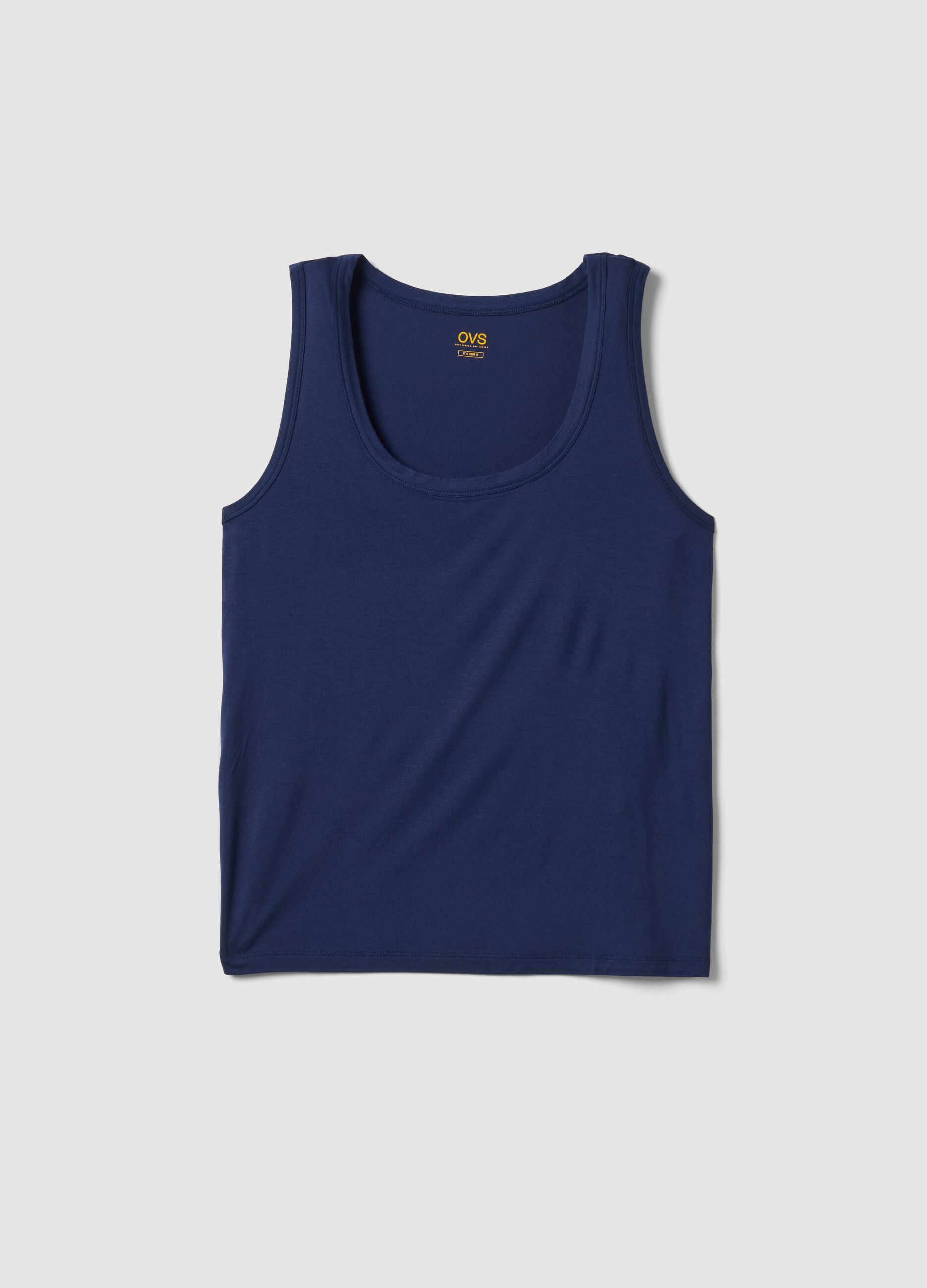Blue stretch viscose vest top