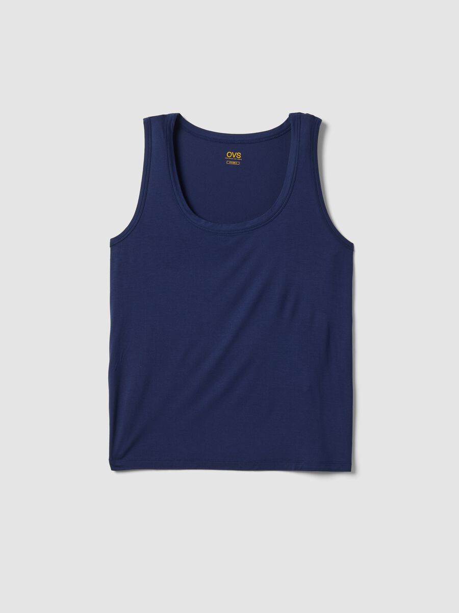 Blue stretch viscose vest top_0