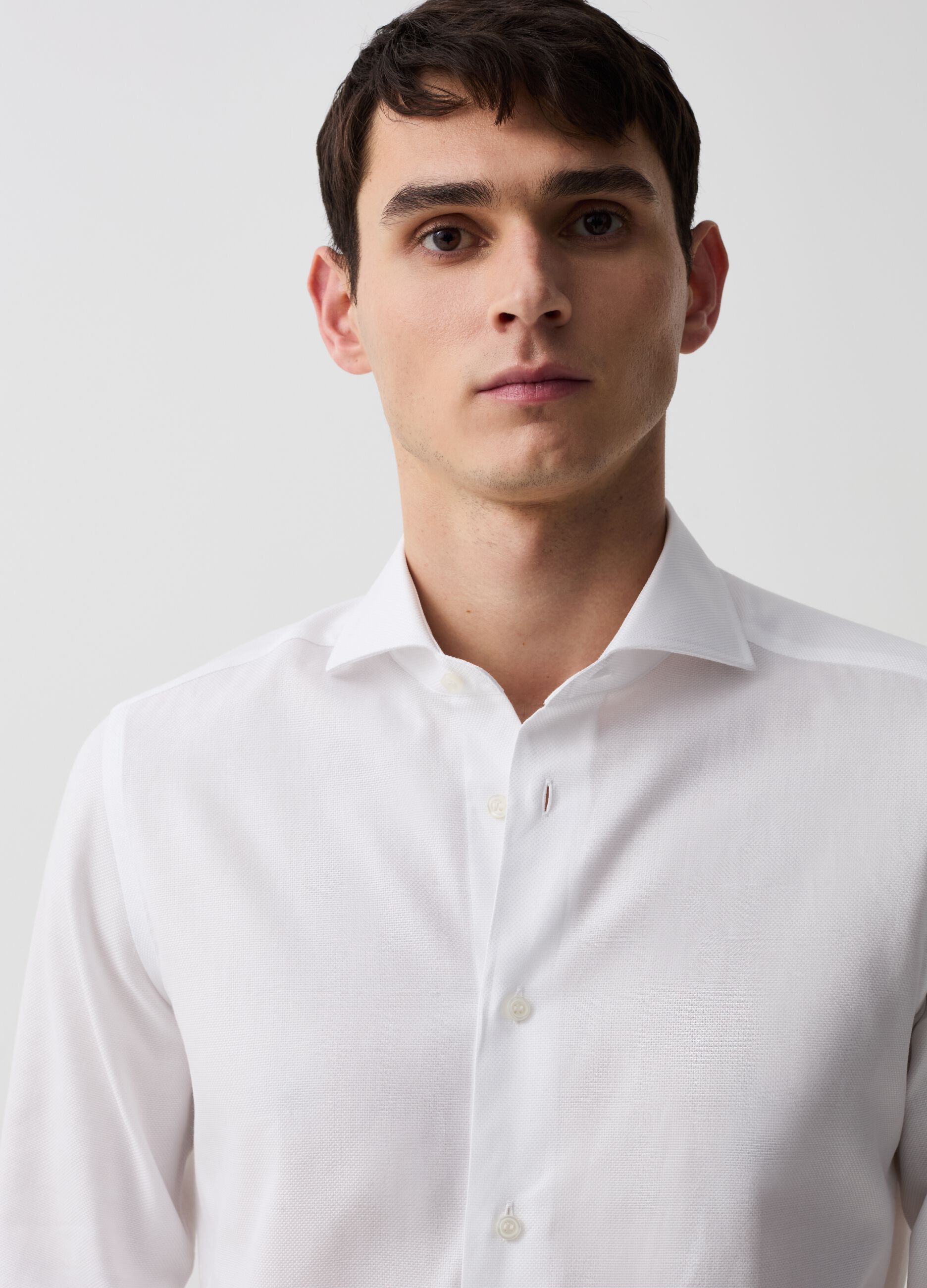 Slim-fit shirt in double-twist Oxford cotton