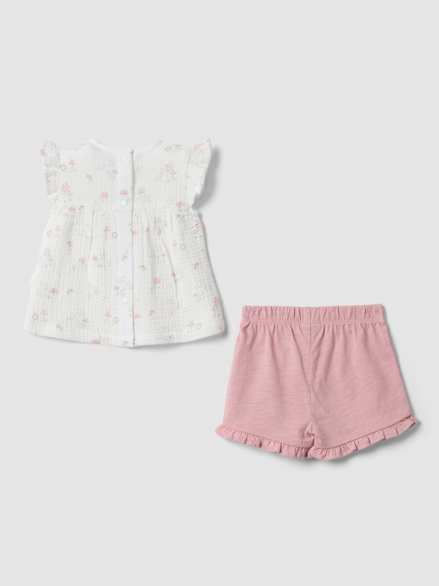 White and pink pure cotton baby girl set, regular fit_1