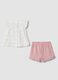 Conjunto para beb&eacute; menina em algod&atilde;o branco e rosa, ajuste regular_1
