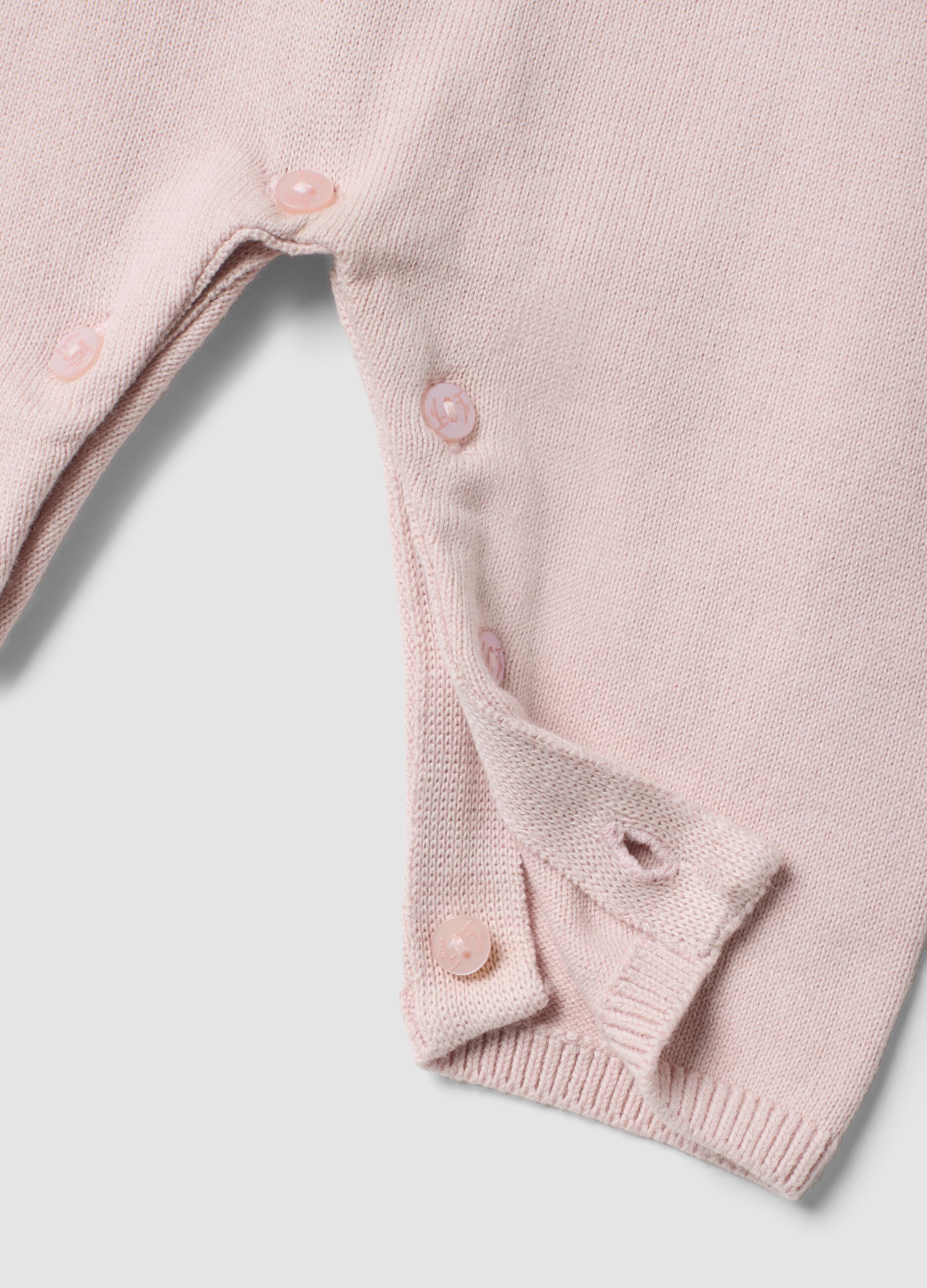 Pink pure organic cotton baby girl sleepsuit with ruffle collar