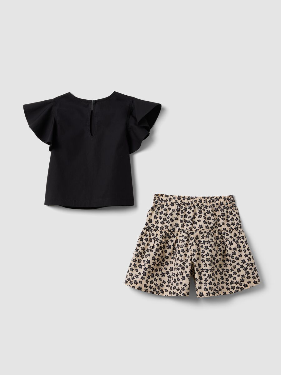 Conjunto preto em algod&atilde;o puro com t-shirt e cal&ccedil;&otilde;es_1
