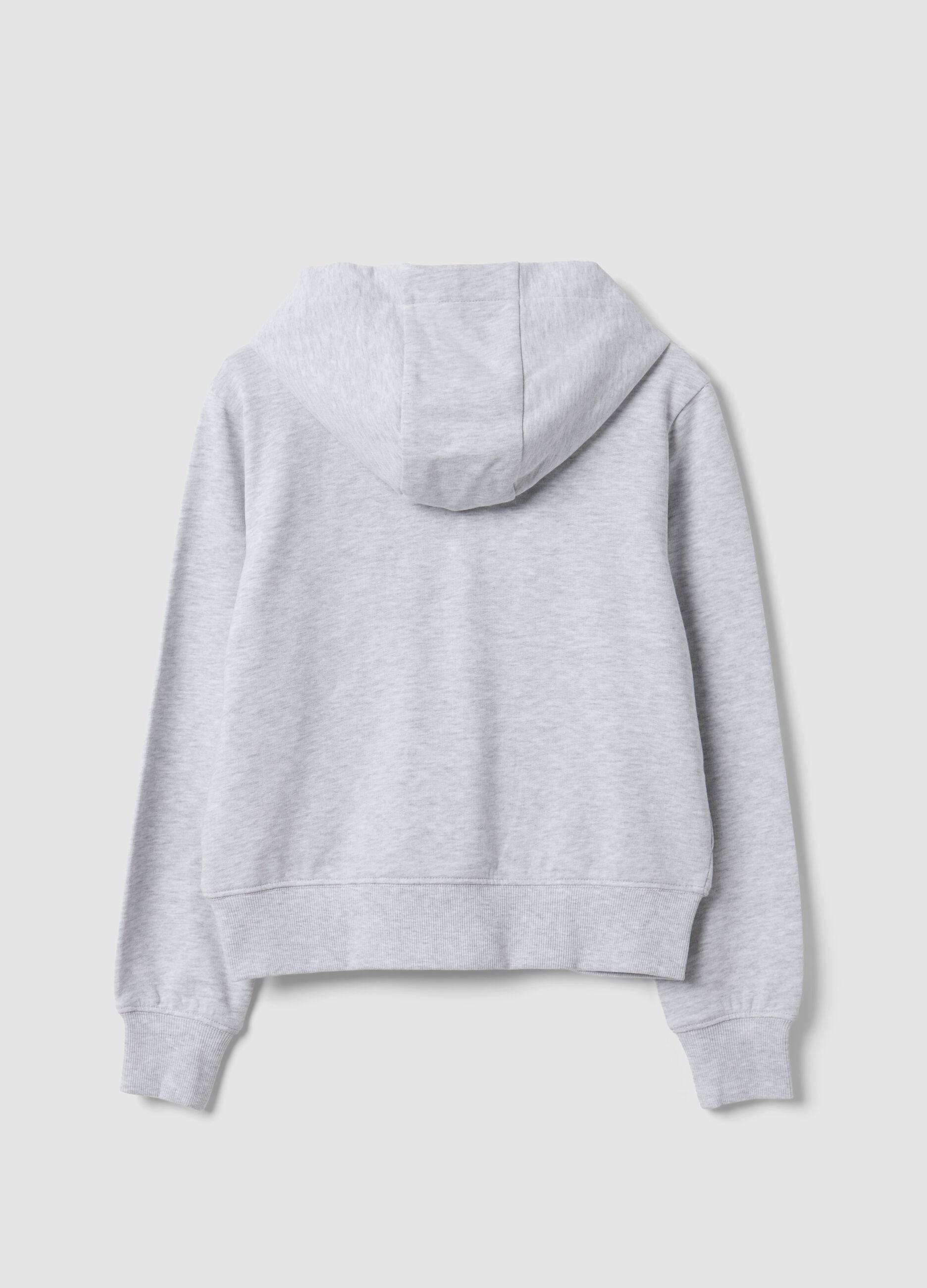 Girls&rsquo; grey hoodie in 100% organic cotton with star detail