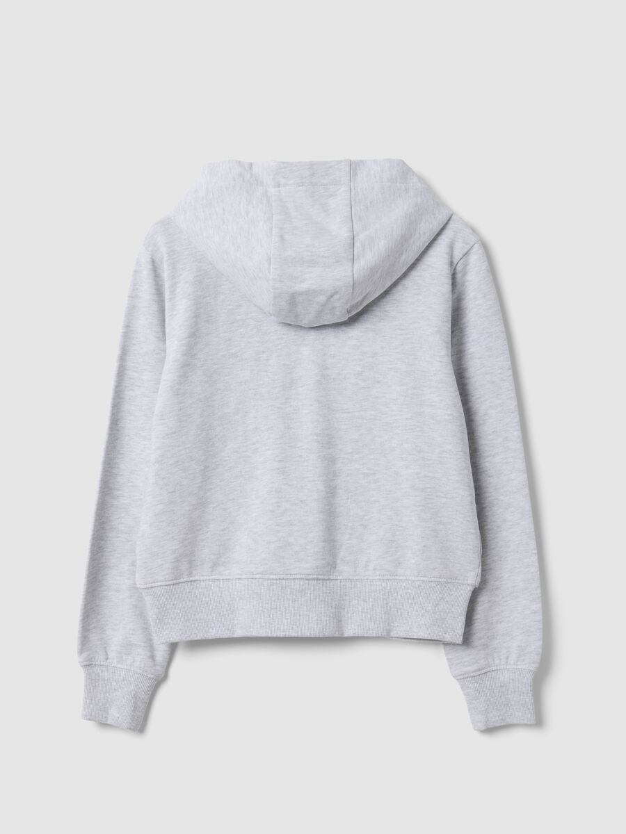 Grey hoodie in pure organic cotton with star for girls_6