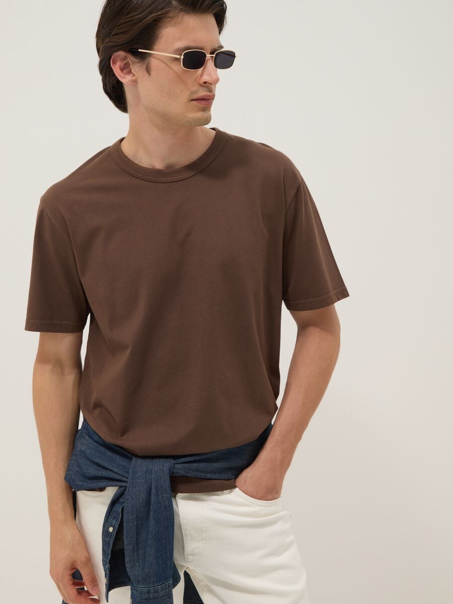 Brown pure cotton T-shirt_0