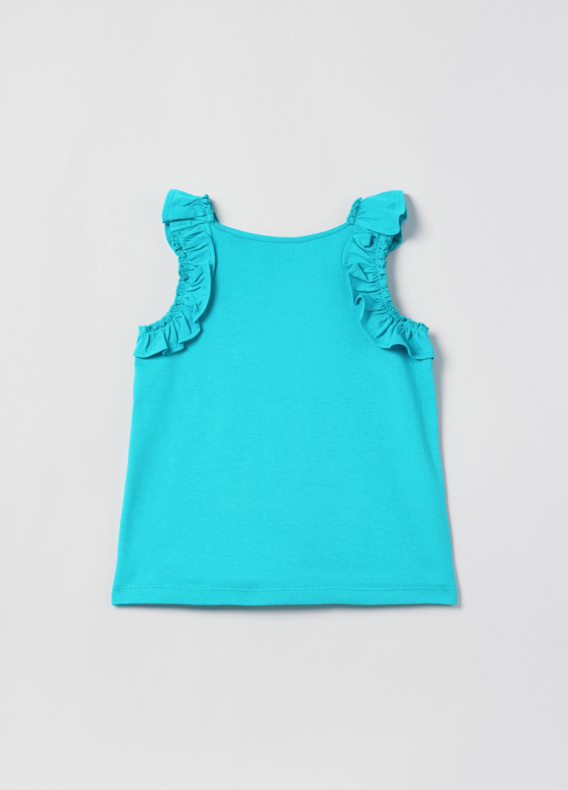 Cotton tank top with frills