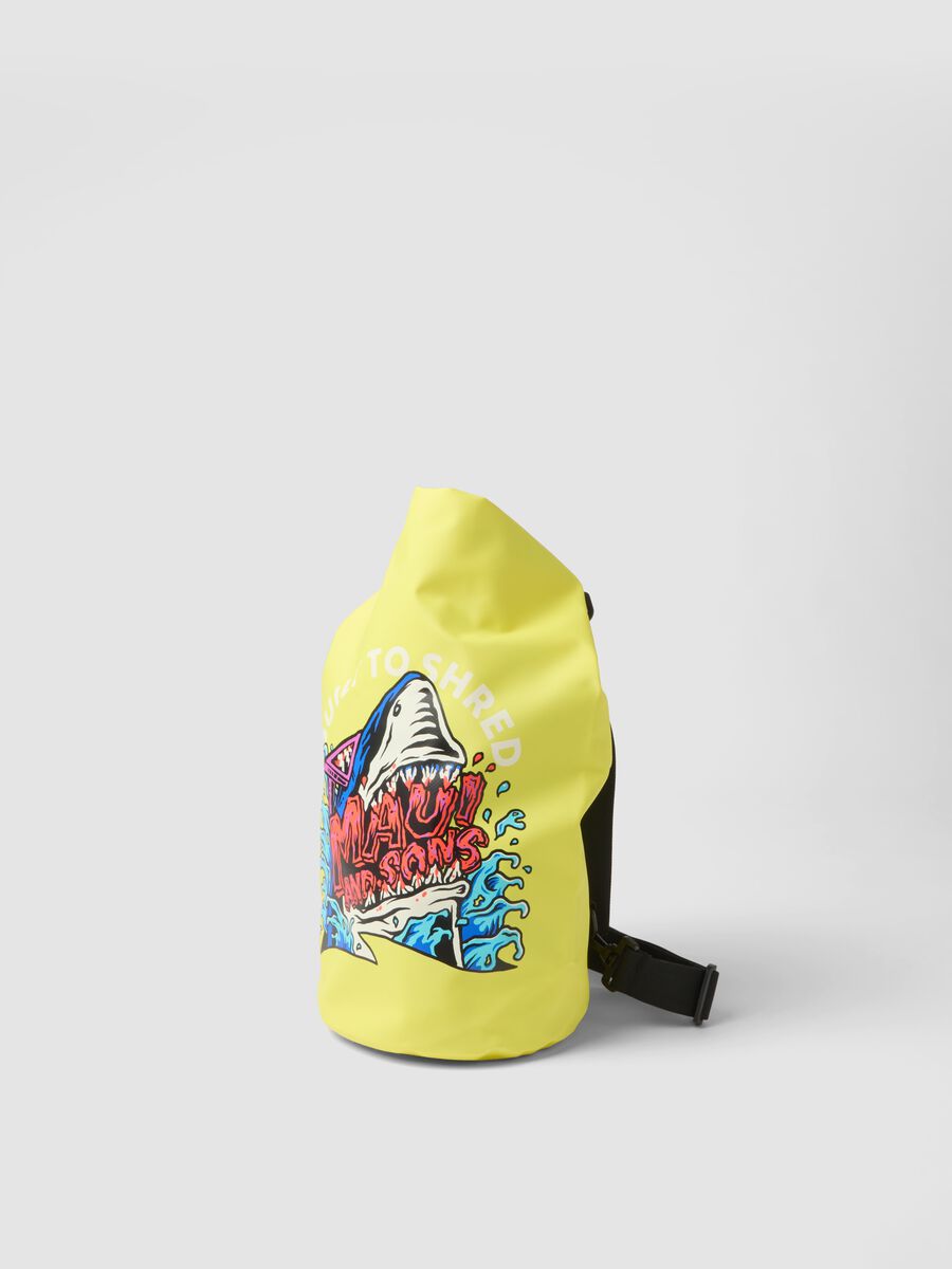 Gelbe wasserdichte Tasche mit Haifisch-Print_2