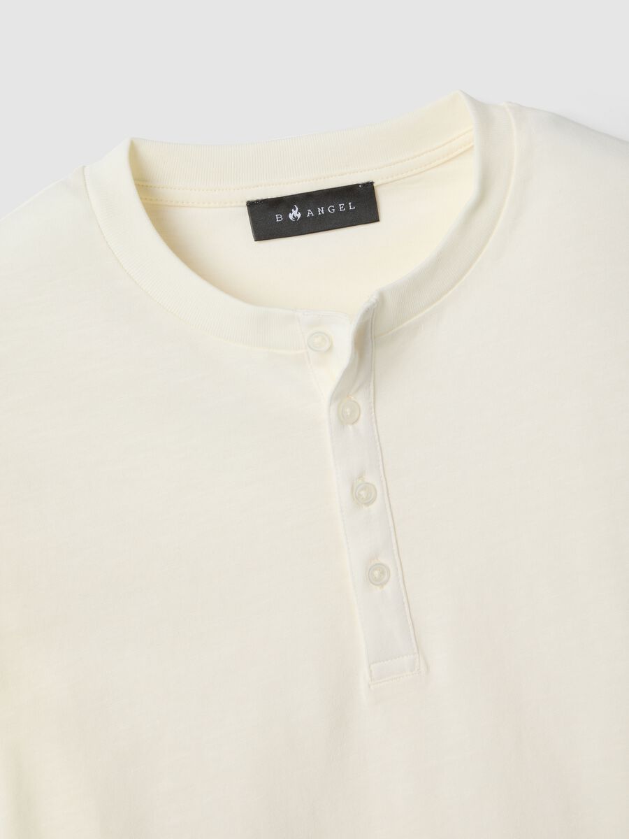 Beige pure cotton regular fit sweater with buttons_5