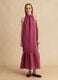 Pink linen-viscose blend halterneck dress, regular fit_0