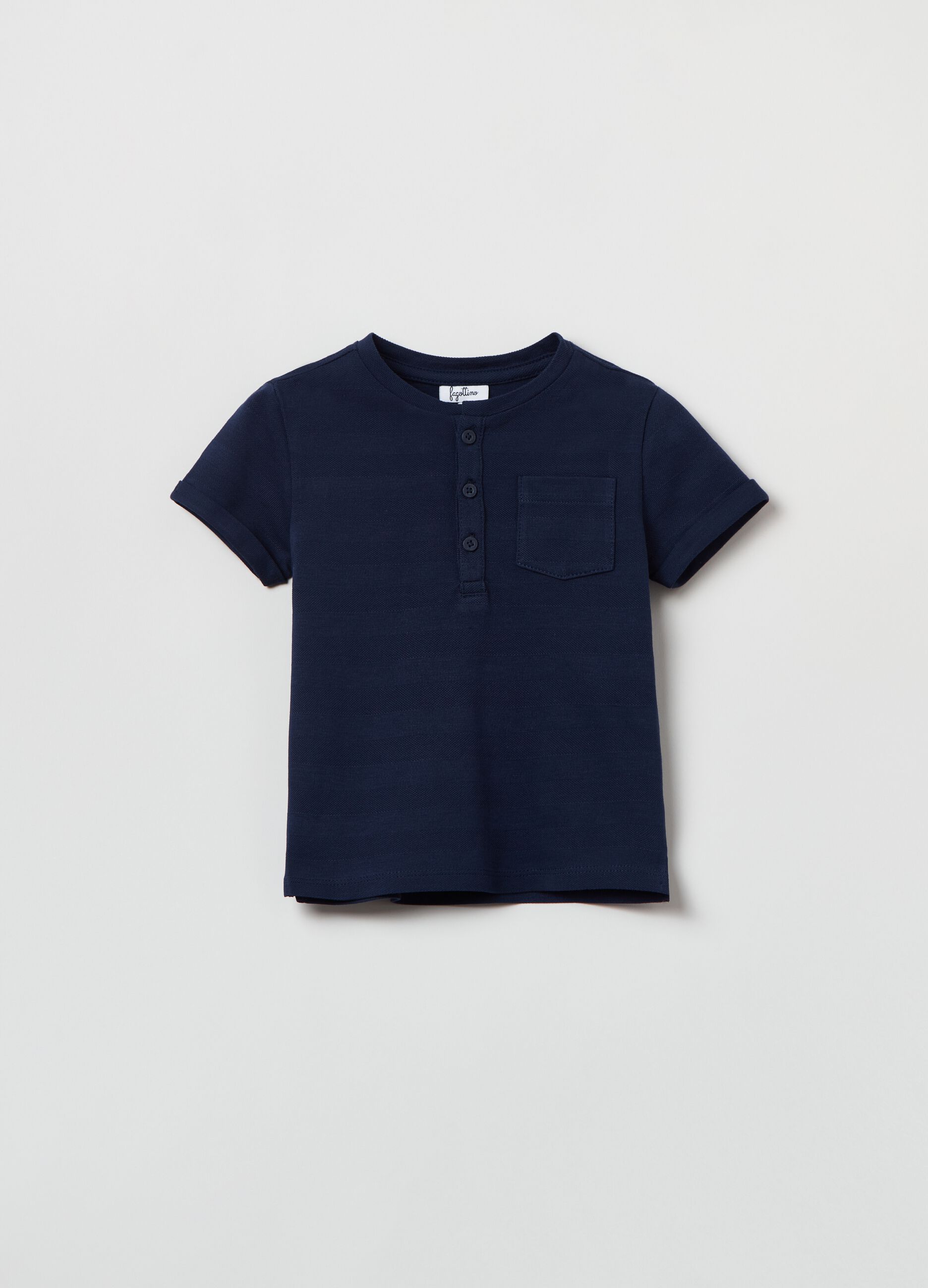 Textured cotton T-shirt with pocket