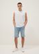Schmal geschnittene hellblaue Stretch-Denim Baumwollmischung Shorts_0