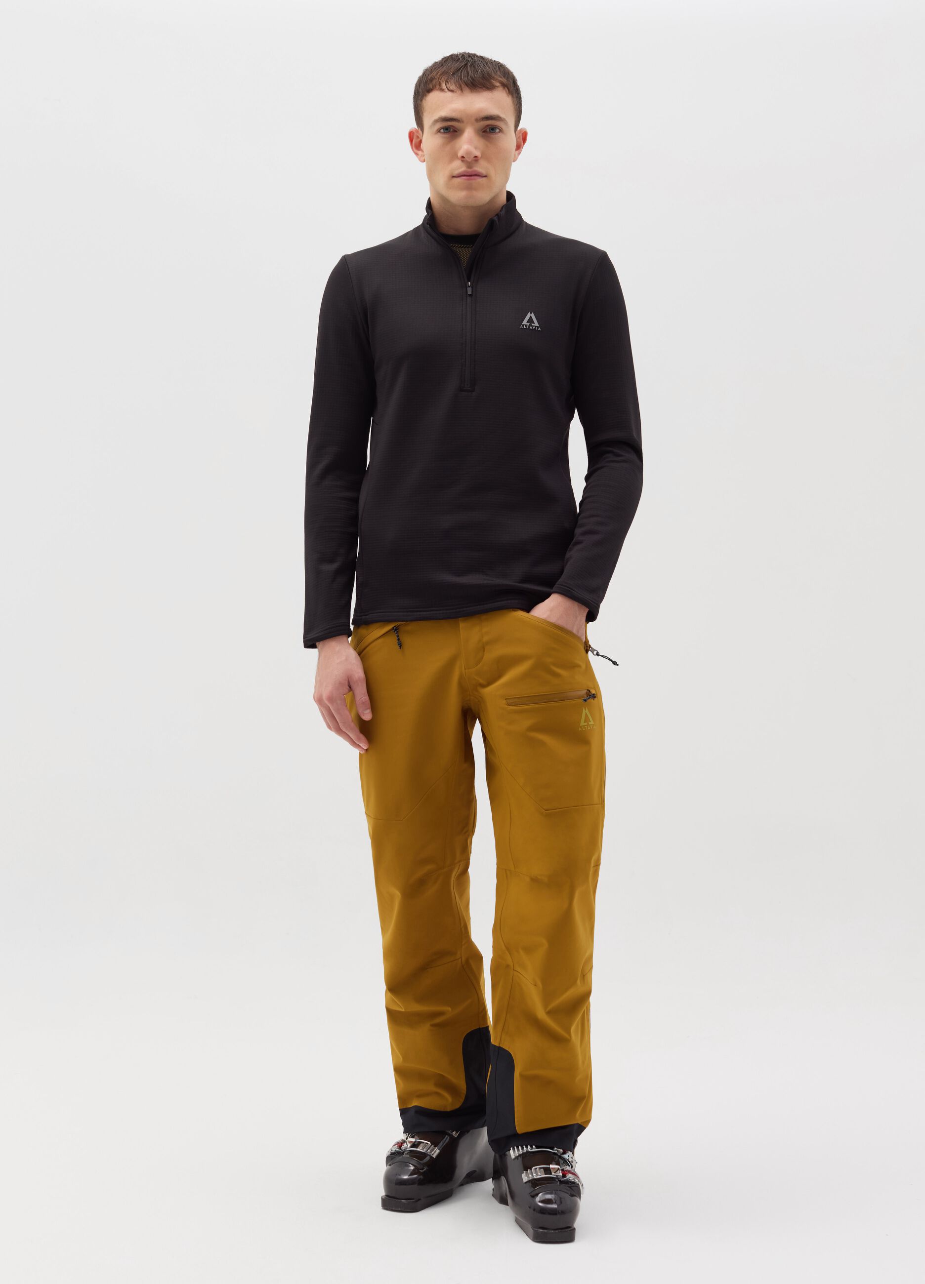 Altavia by Deborah Compagnoni half-zip waffle-weave fleece