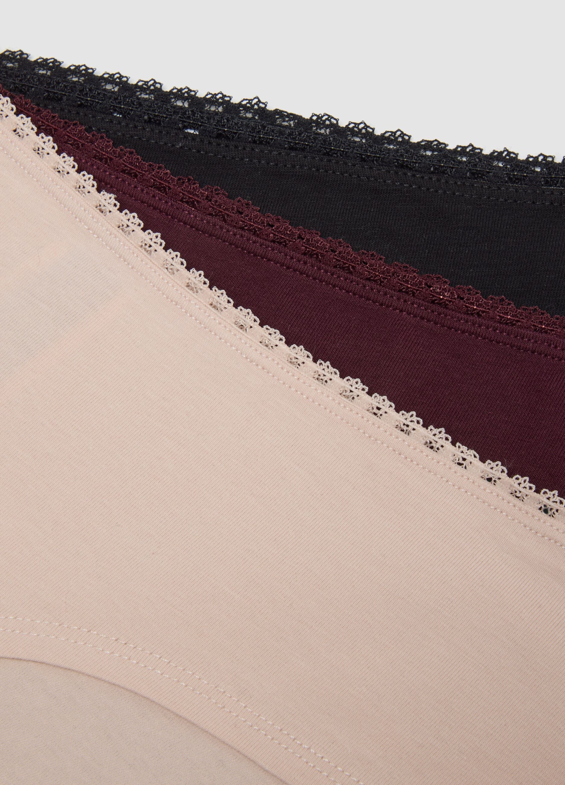 Tripack di slip hipster multicolor in cotone organico elasticizzato