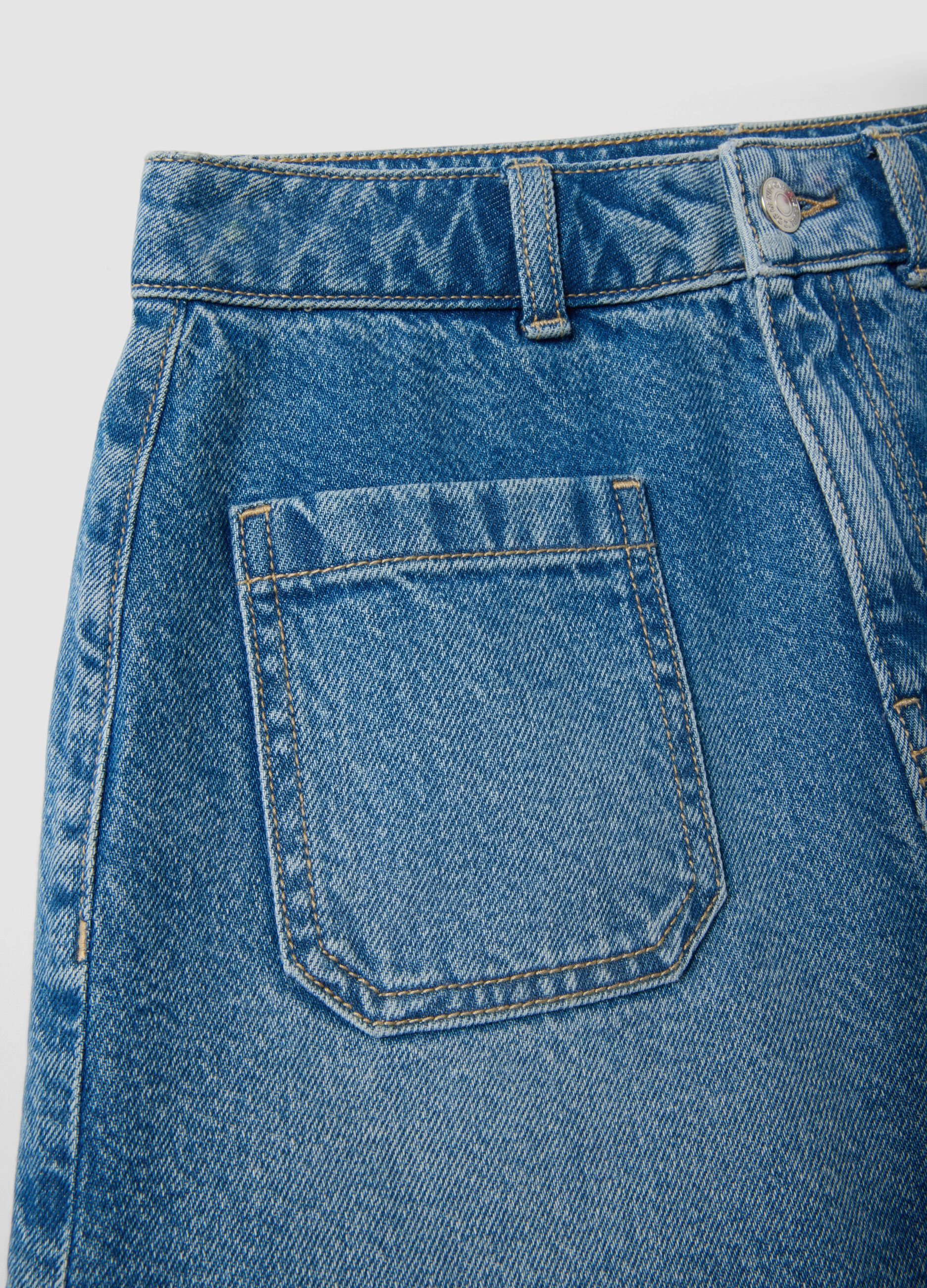 Blaue Denim-Bermudas aus reiner Baumwolle