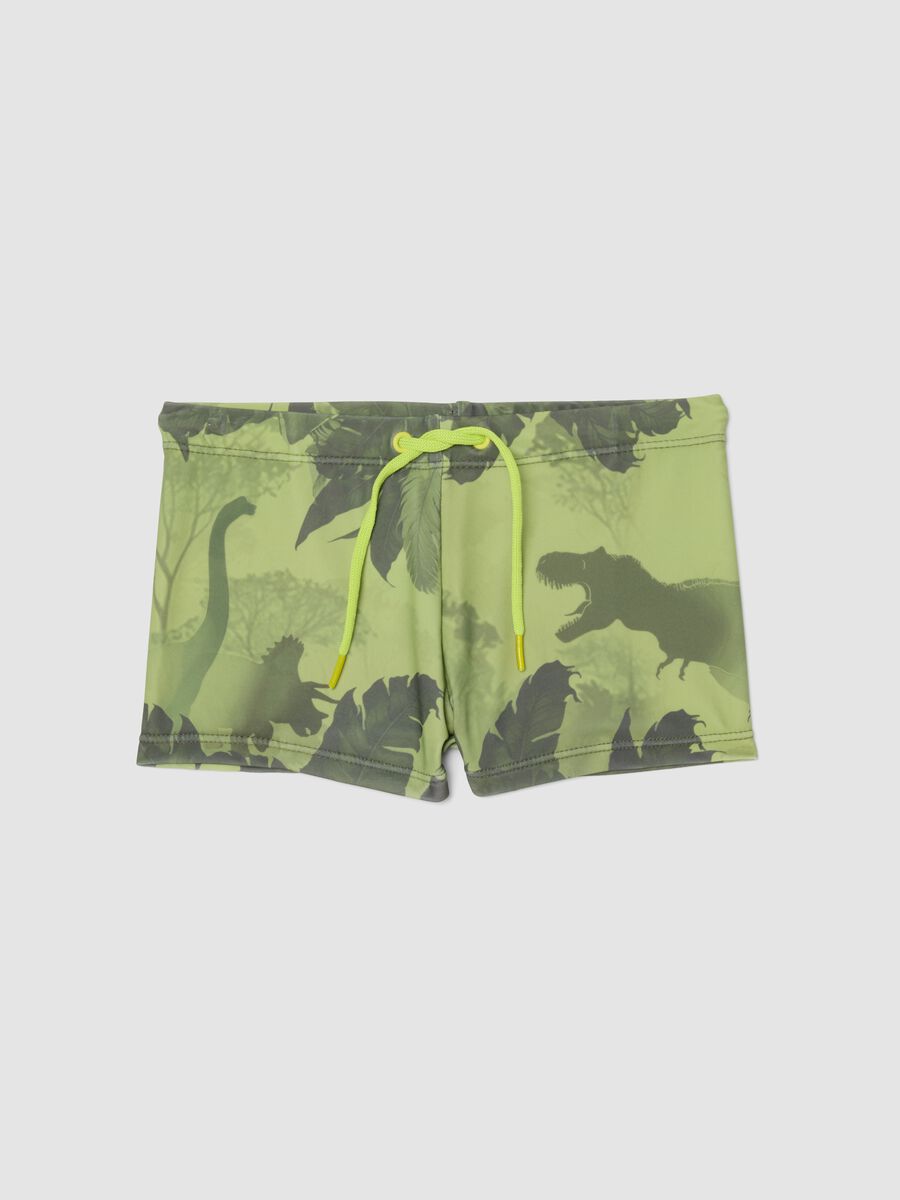 Gr&uuml;ne Stretch-Badehose mit Dino-Print_0