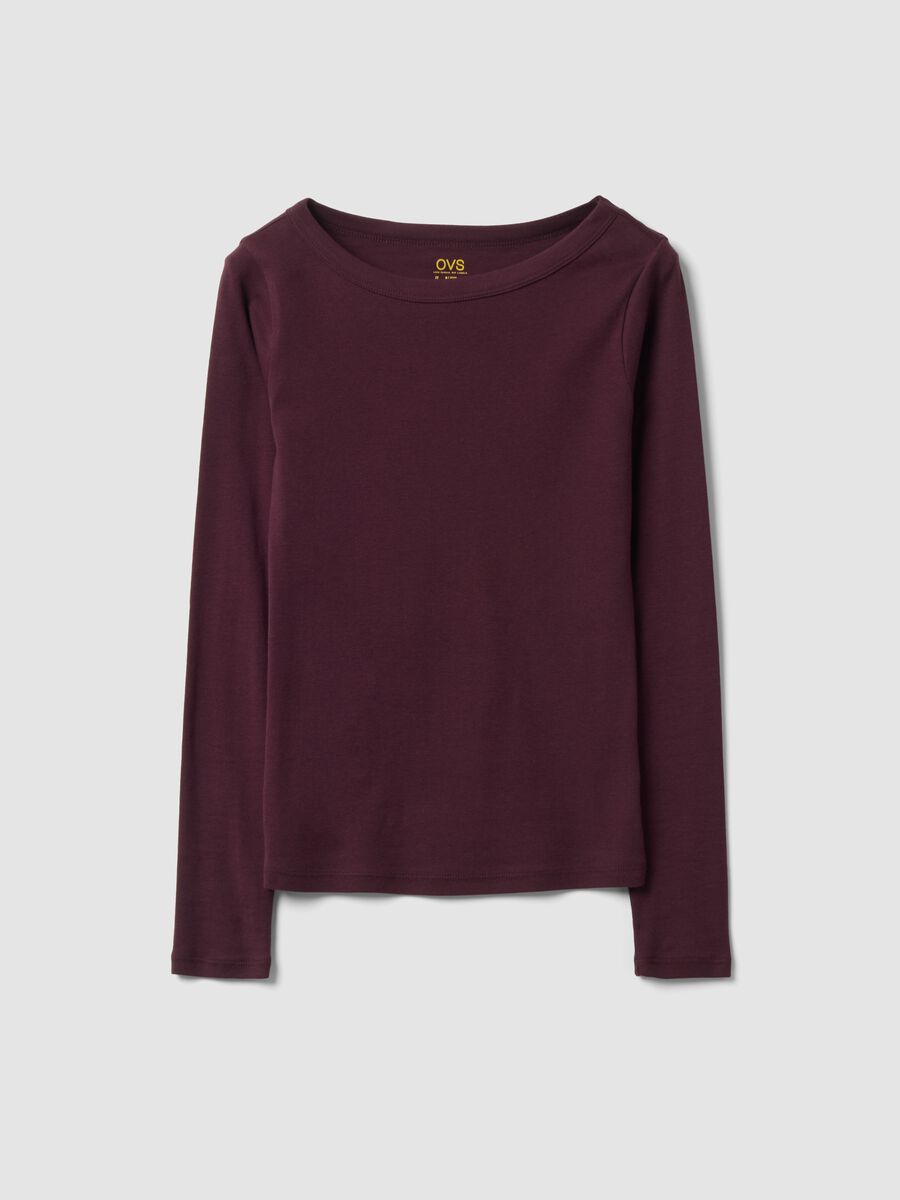 T-shirt viola in puro cotone con girocollo regular fit_4
