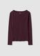 T-shirt viola in puro cotone con girocollo regular fit_4