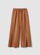 Brown wide-leg linen and viscose-blend trousers_4