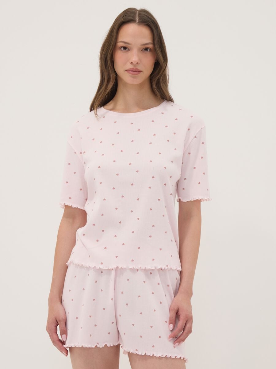 Pink organic cotton heart-print pyjamas_1