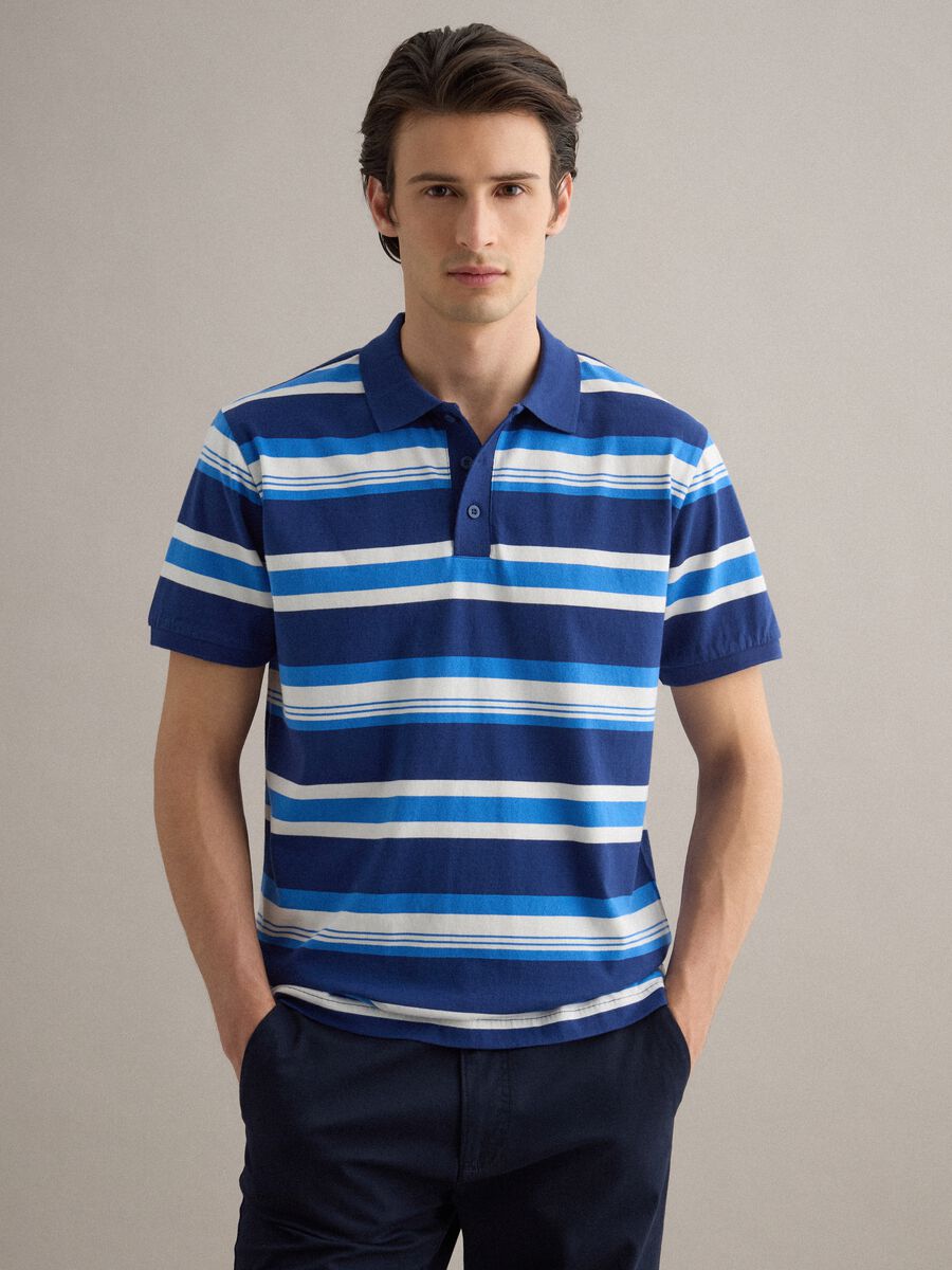 Oversized pure cotton multicolour striped polo shirt_1