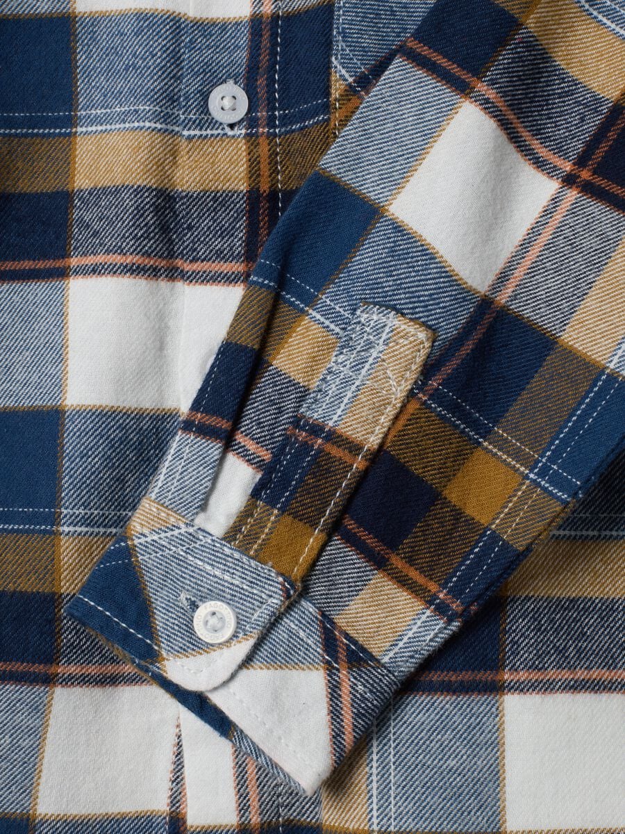 Camicia bianca e blu a quadri in puro cotone regular fit_3
