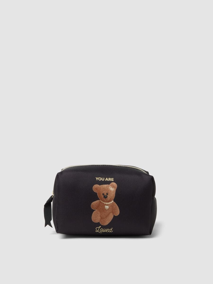 Black teddy-print beauty case_0