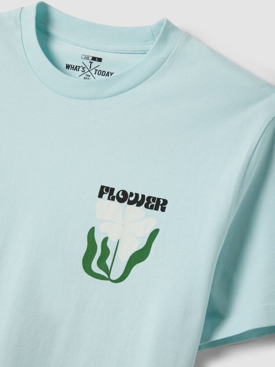 Light blue pure cotton jersey T-shirt with print, regular fit_6