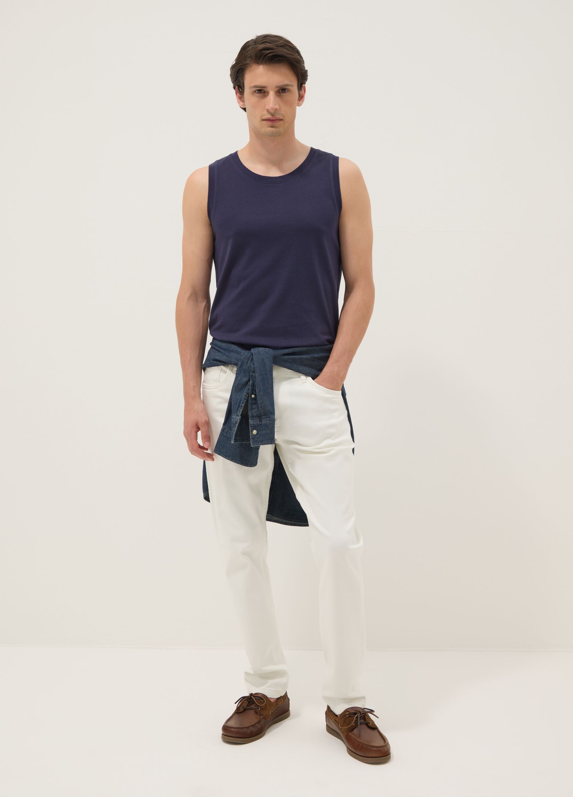 Blue pure cotton vest