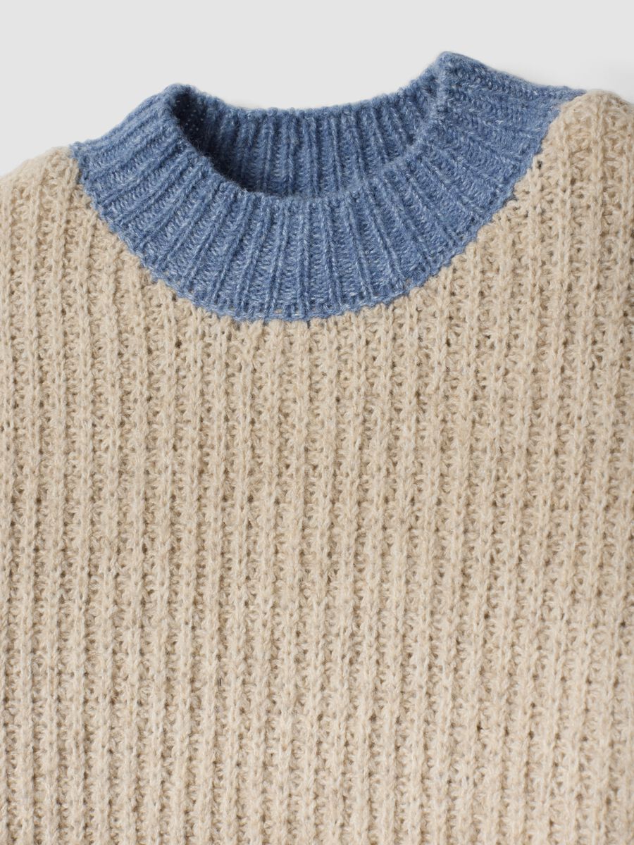 Beige stretch crew-neck jumper in oversized fit_2