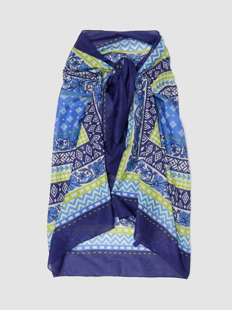 Blue pure cotton printed sarong_4