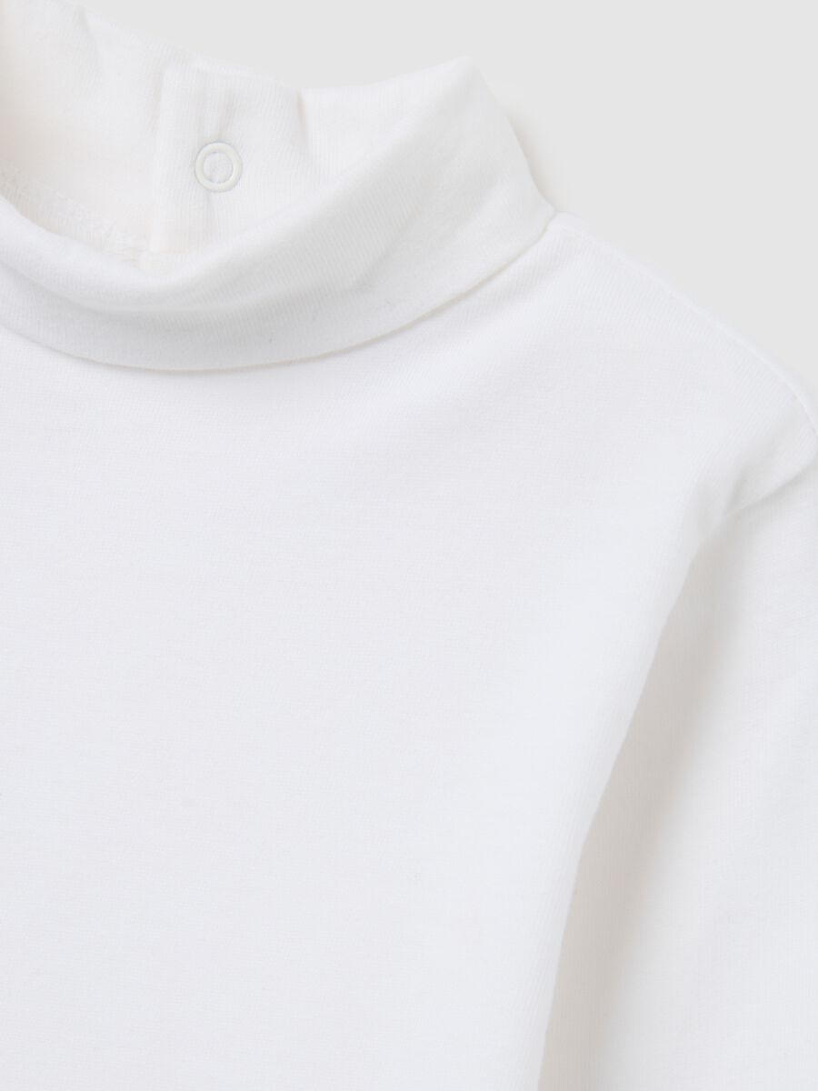 White roll-neck cotton sweater for children, regular fit_2