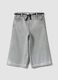 Grey super wide-leg cotton and viscose blend jeans for baby girl_0