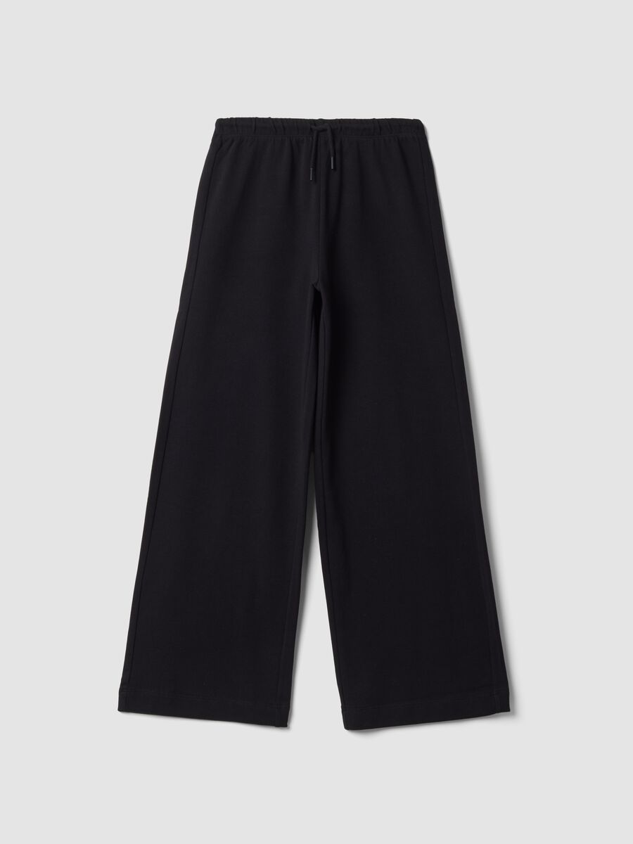 Black cotton culotte trousers_0