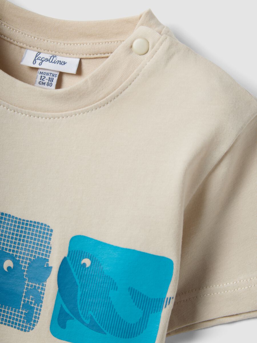 Beige pure cotton boys&rsquo; T-shirt, regular fit, with nautical print_2