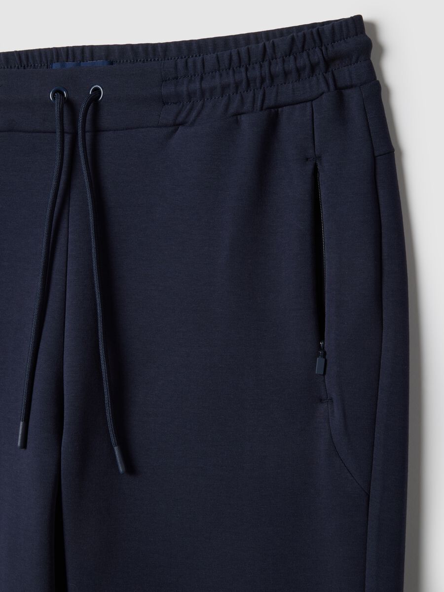 Blue cotton blend stretch jogger trousers regular fit_1