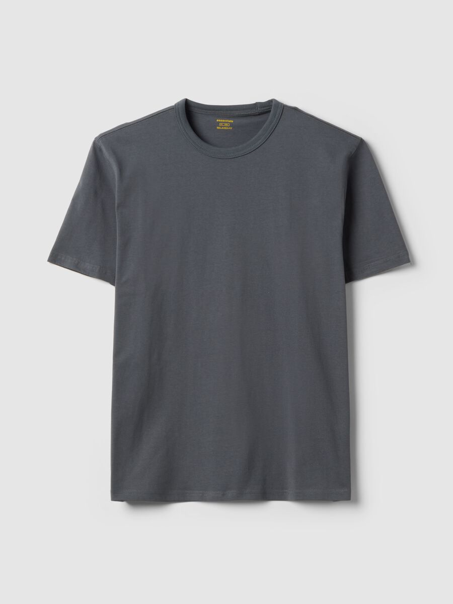 T-shirt girocollo in puro cotone grigio relaxed fit_0