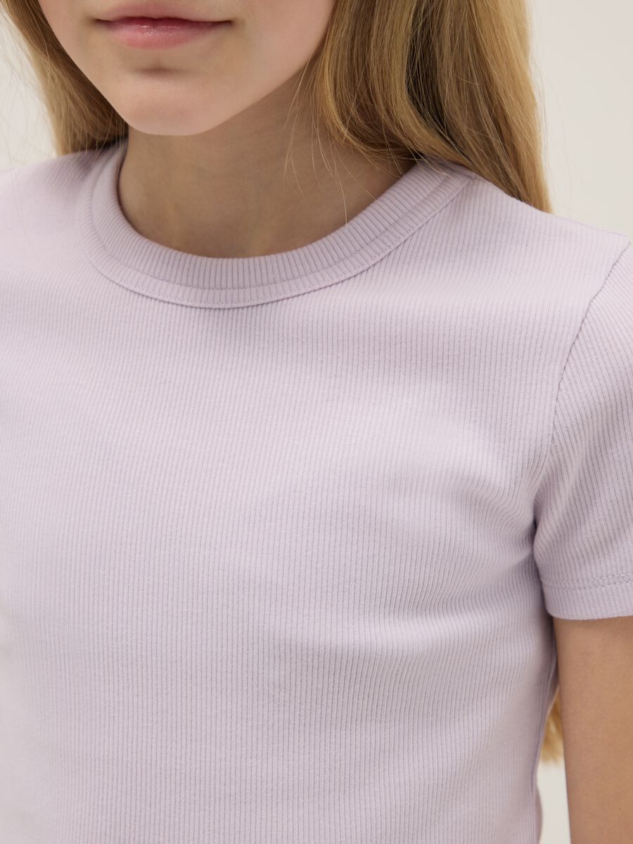 Violett tailliertes Stretch-Baumwoll-T-Shirt f&uuml;r M&auml;dchen_2
