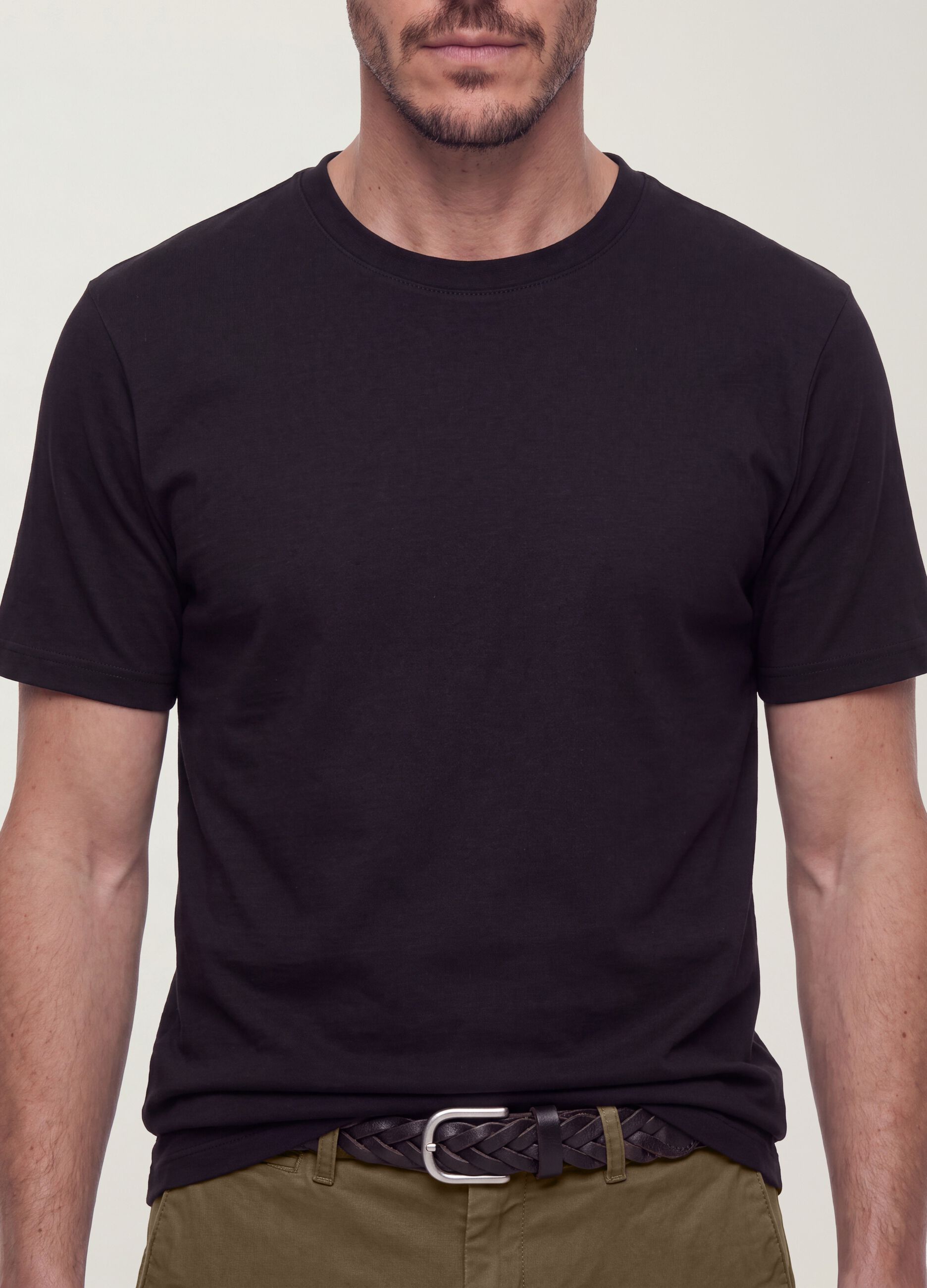 &Alpha;&nu;&delta;&rho;&iota;&kappa;ό &mu;&alpha;ύ&rho;&omicron; T-shirt &alpha;&pi;ό 100% &beta;&alpha;&mu;&beta;ά&kappa;&iota;, &kappa;&omicron;&nu;&tau;&omicron;&mu;ά&nu;&iota;&kappa;&omicron;, regular fit