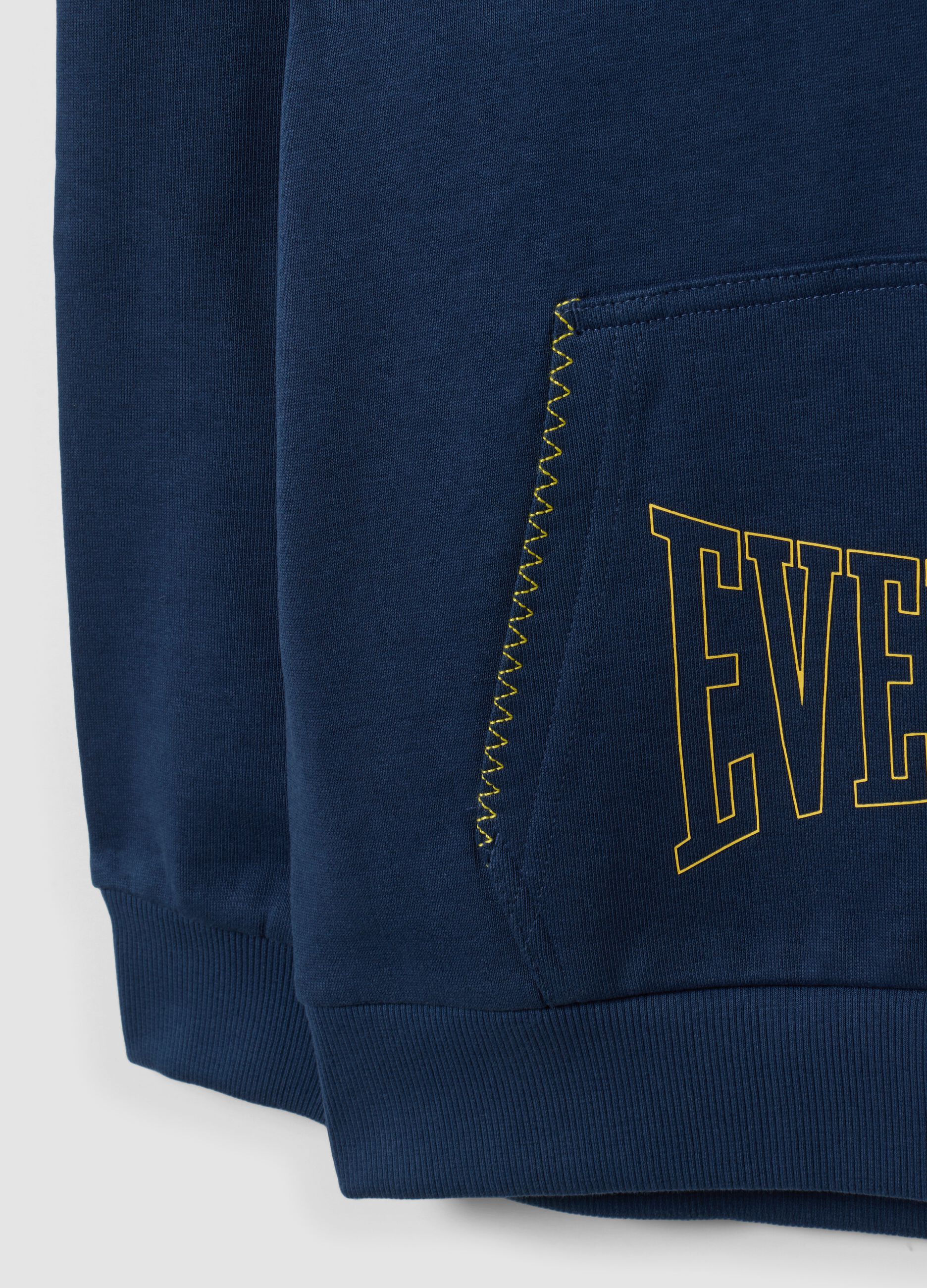 Blue pure cotton hooded sweatshirt, regular fit for boys