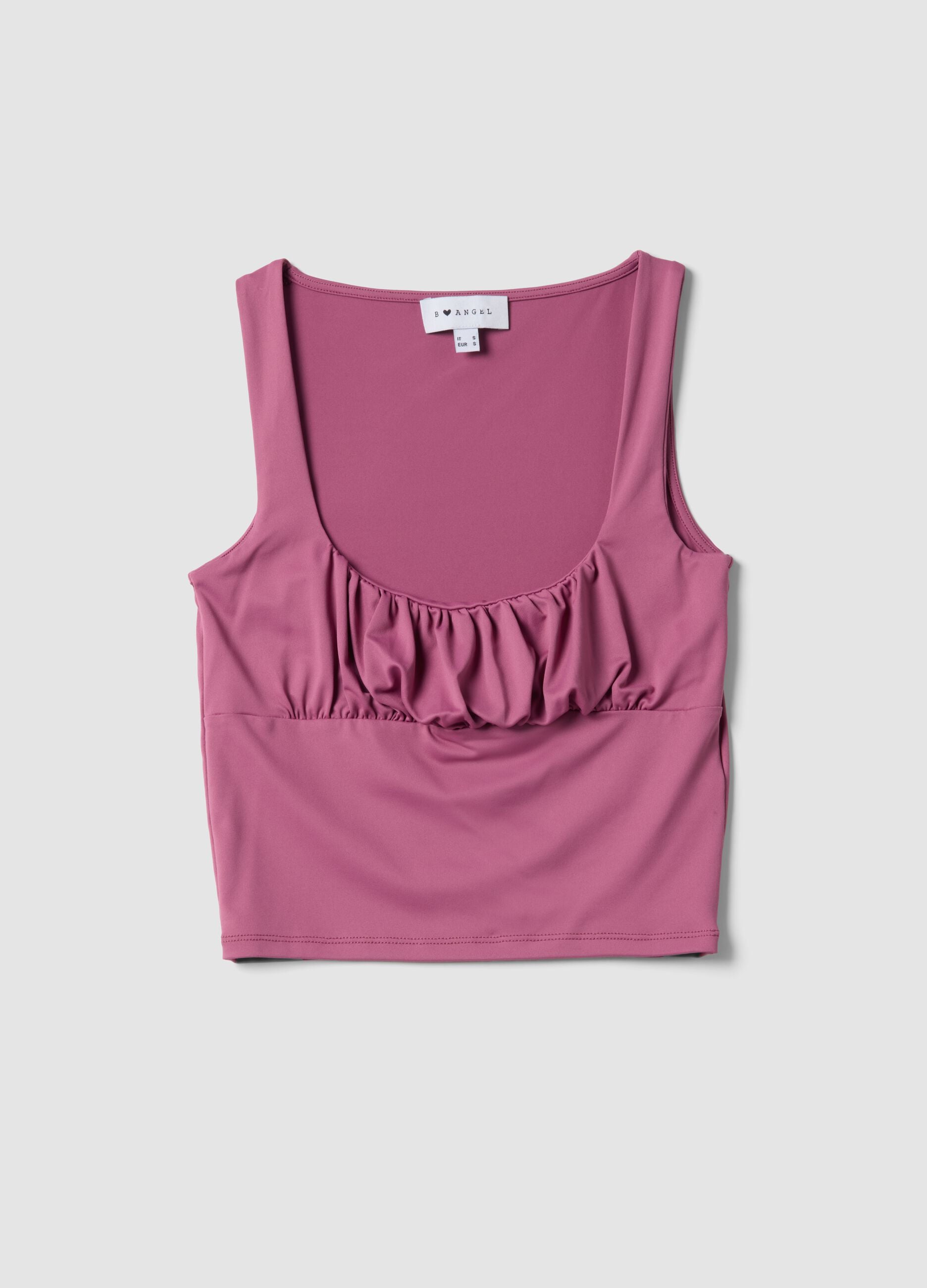 Rosa Stretch-Tanktop in Regular Fit mit Falten