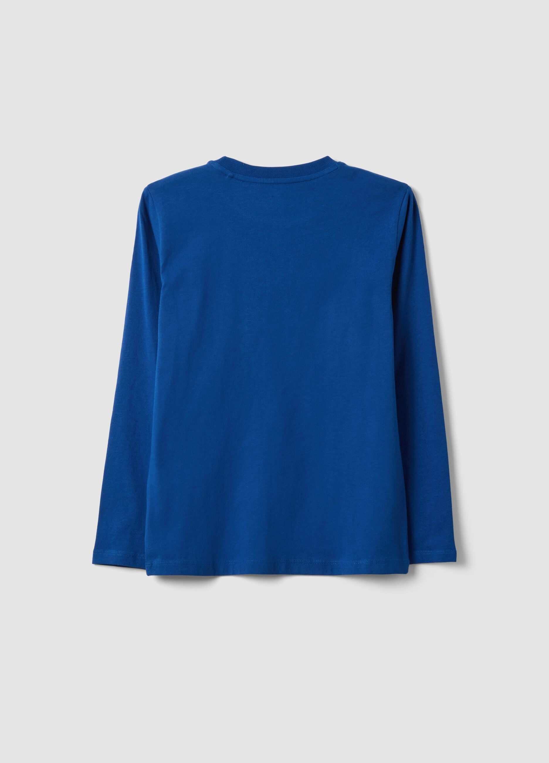 Blue pure organic cotton T-shirt with front print for boys